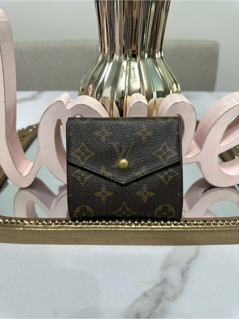 Vintage Louis Vuitton Monogram Canvas Compact Snap Wallet in Brown